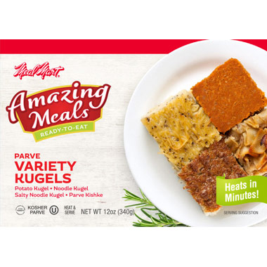 Meal Mart Amazing Meals Parve Variety Kugels-Potato Kugel, Noodle Kugel, Salty Noodle Kugel & Parve Kishke 12 oz