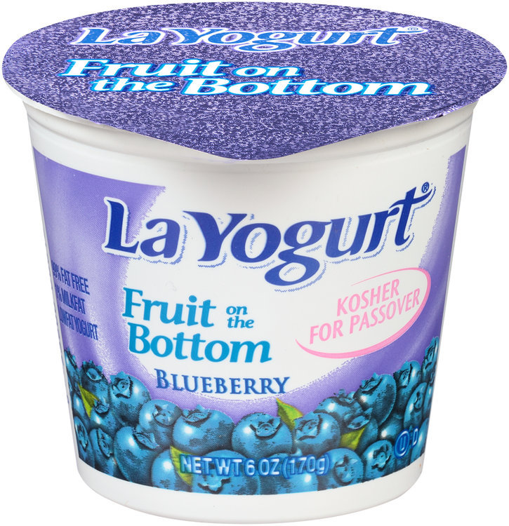 La yogurt fruit on the bottom blueberry 6 oz