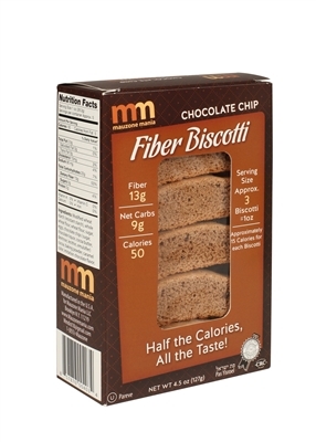 Mauzone Mania Fiber Biscotti Chocolate Chip 4.5 oz