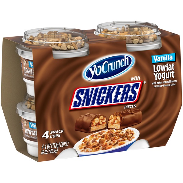 YoCrunch Low Fat Vanilla Yogurt With Snickers Topping 4 pk (4 oz)