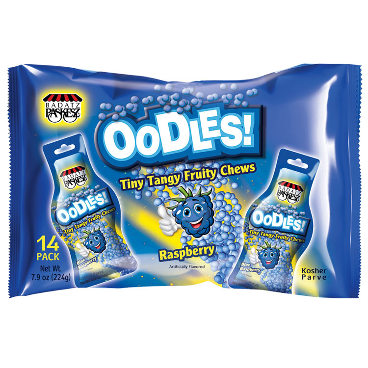 Paskesz Oodles Tiny Tangy Fruity Chews Blue Raspberry Flavor 7.9 oz