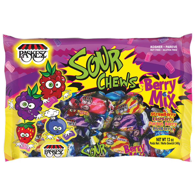 Paskesz Sour Chews Berry Mix 12 oz