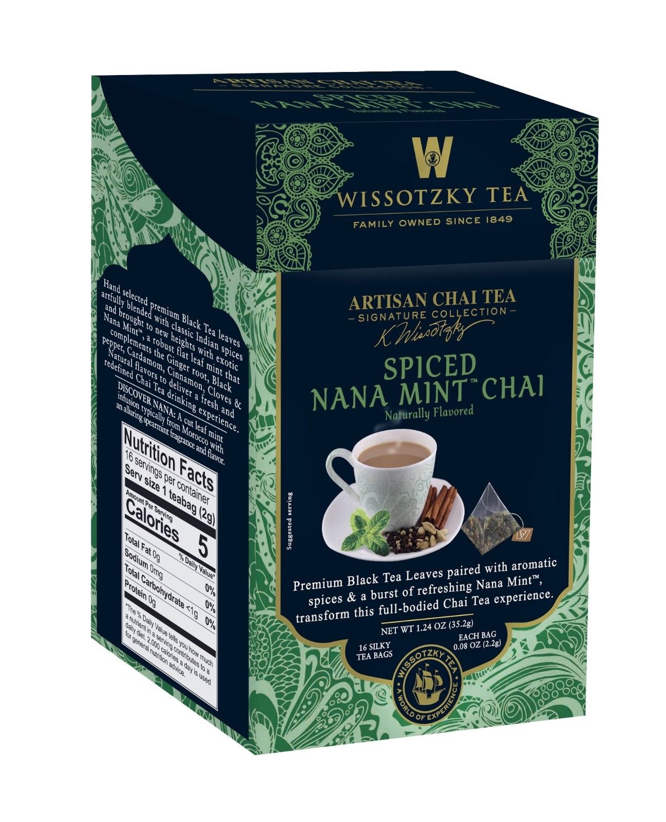 Wissotzky Artisan Chai Tea-Spiced Nana Mint Chai 1.24 oz