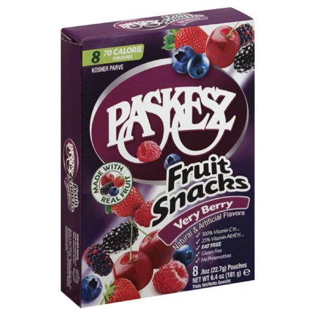 Paskesz Fruit Snacks Very Berry 8 x .8 oz pouches