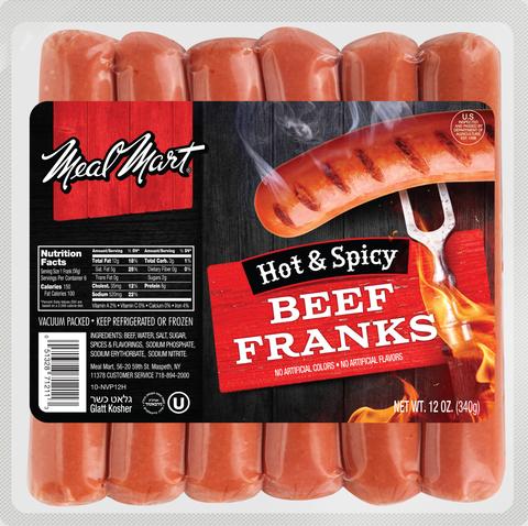 Kosher A&H Uncured Beef Hot Dogs 12 oz