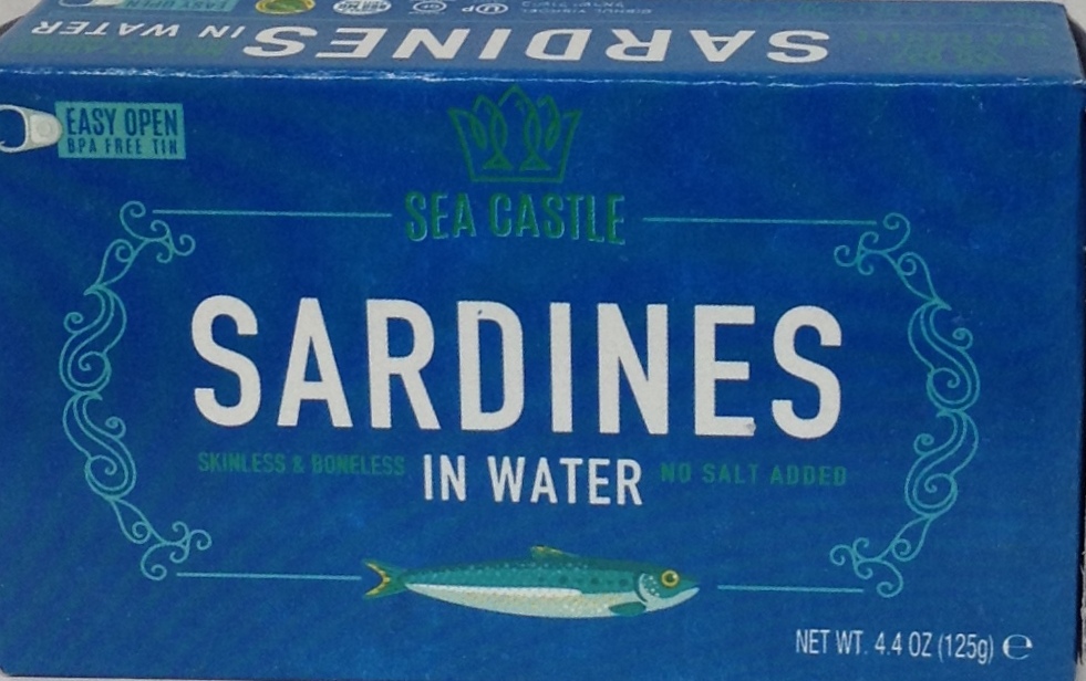 Sea castle sardines skinless & boneless in water no salt added 4.4 oz