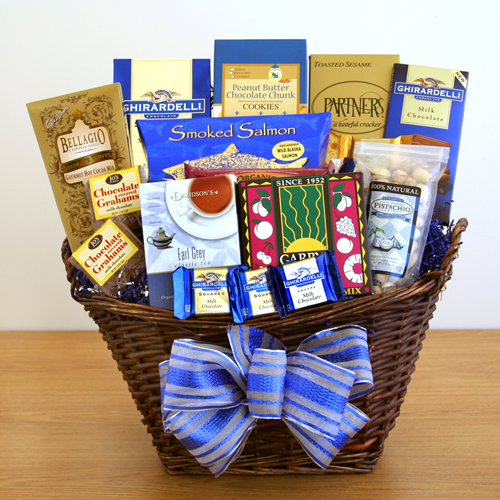 Blue Holiday Deluxe Gift Basket