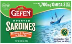 Gefen Imported Sardines Skinless & Boneless in Olive Oil 4.375 oz