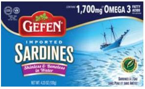 Gefen Imported Sardines Skinless & Boneless in Water 4.375 oz