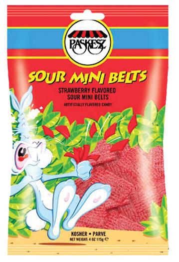 Paskesz Sour Mini Belts Strawberry Flavored 4 oz