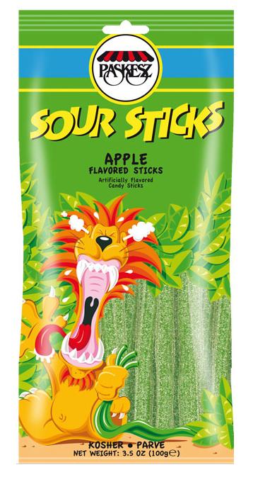 Paskesz Sour Sticks Apple Flavored Sticks 3.5 oz