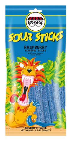 Paskesz Sour Sticks Raspberry Flavored Sticks 3.5 oz