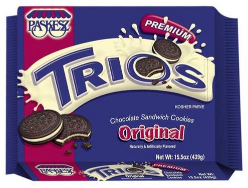 Paskesz Trios Original Chocolate Sandwich Cookies 15.5 oz