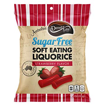 Darrell Lea Soft Australian Liquorice Sugar Free Artificial Strawberry Flavor 4 oz